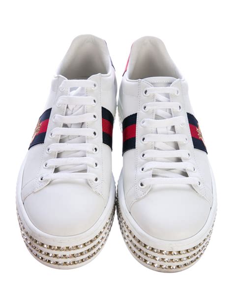 gucci crystal screener sneakers|Gucci ace sneakers with crystals.